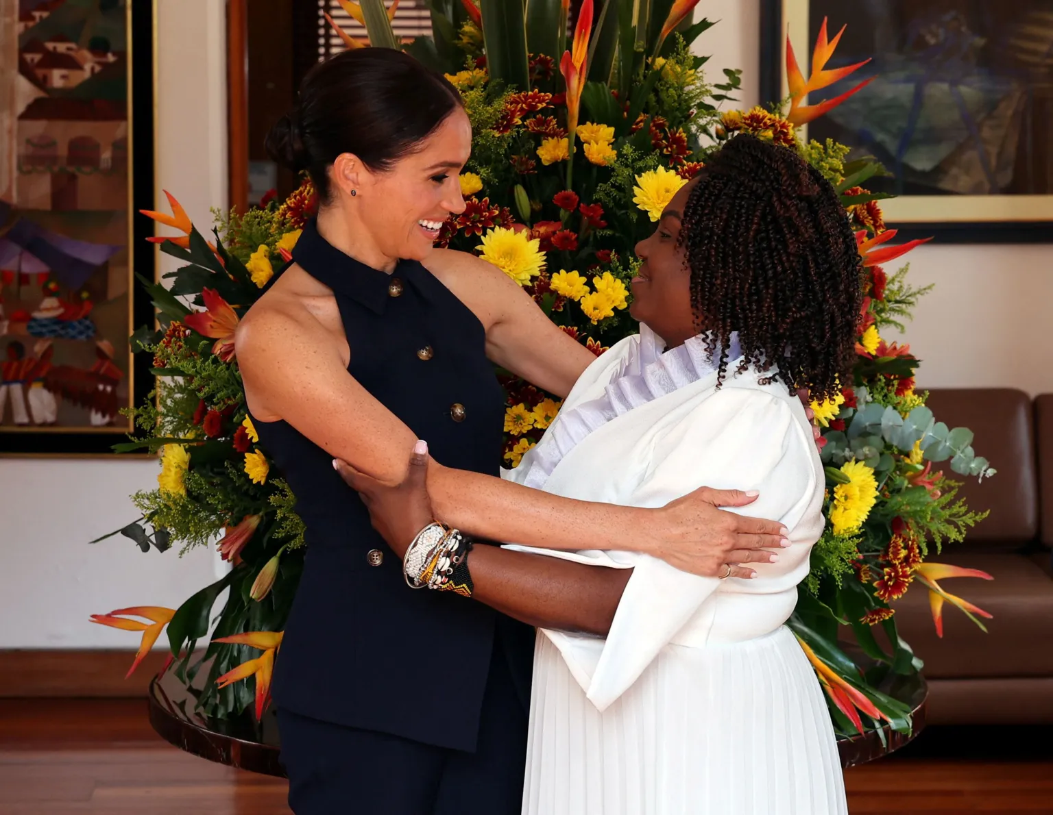 Meghan and Ms Márquez were pictured embracing